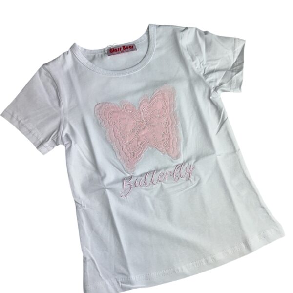 Bavlnené tričko BUTTERFLY #new25 - biele