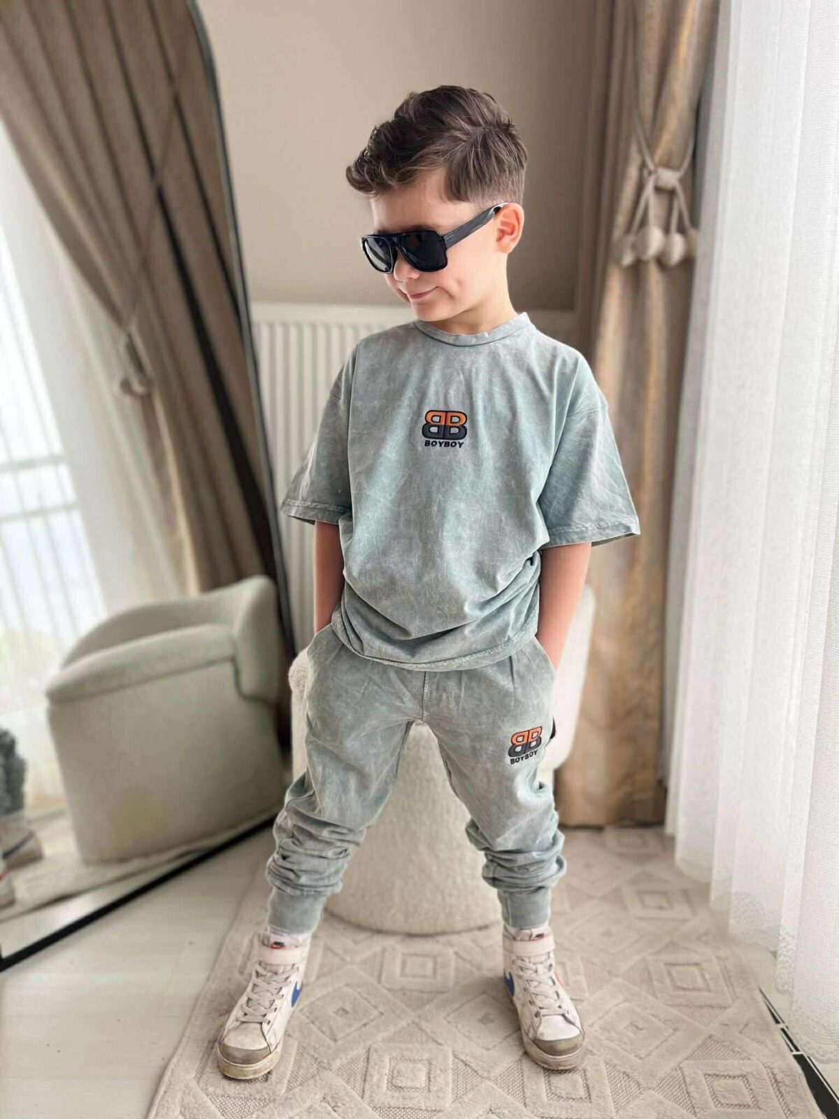 Bavlnený batikovaný komplet BOY BOY #new25 - sivý - Image 1